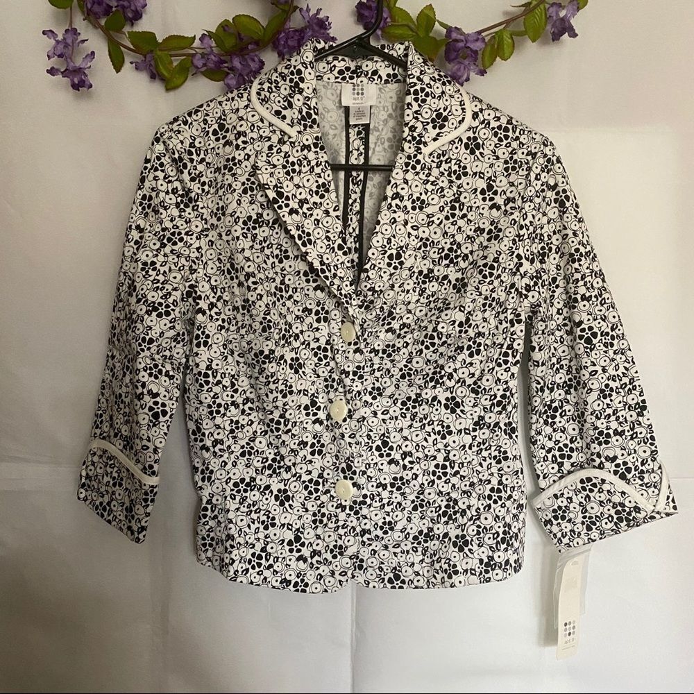 Apt. 9 Black white floral georgette blouse/jacket